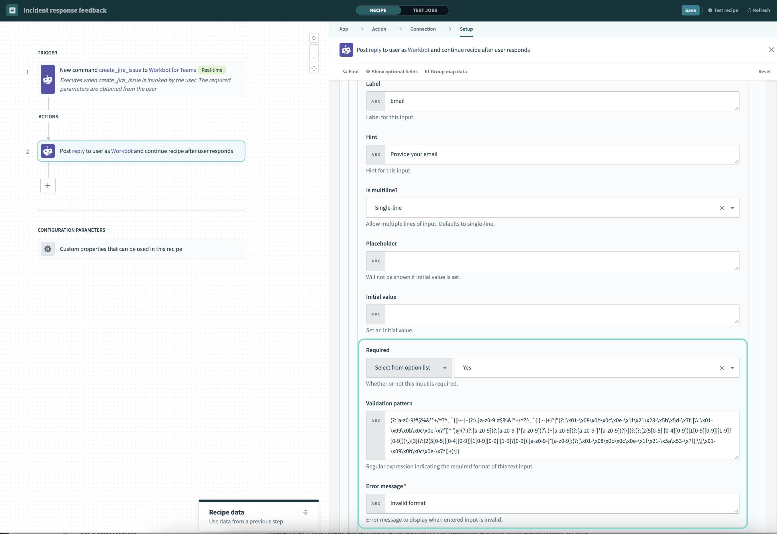 Validate user input