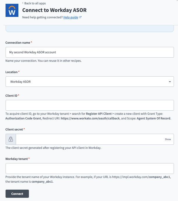 Workday ASOR connection setup