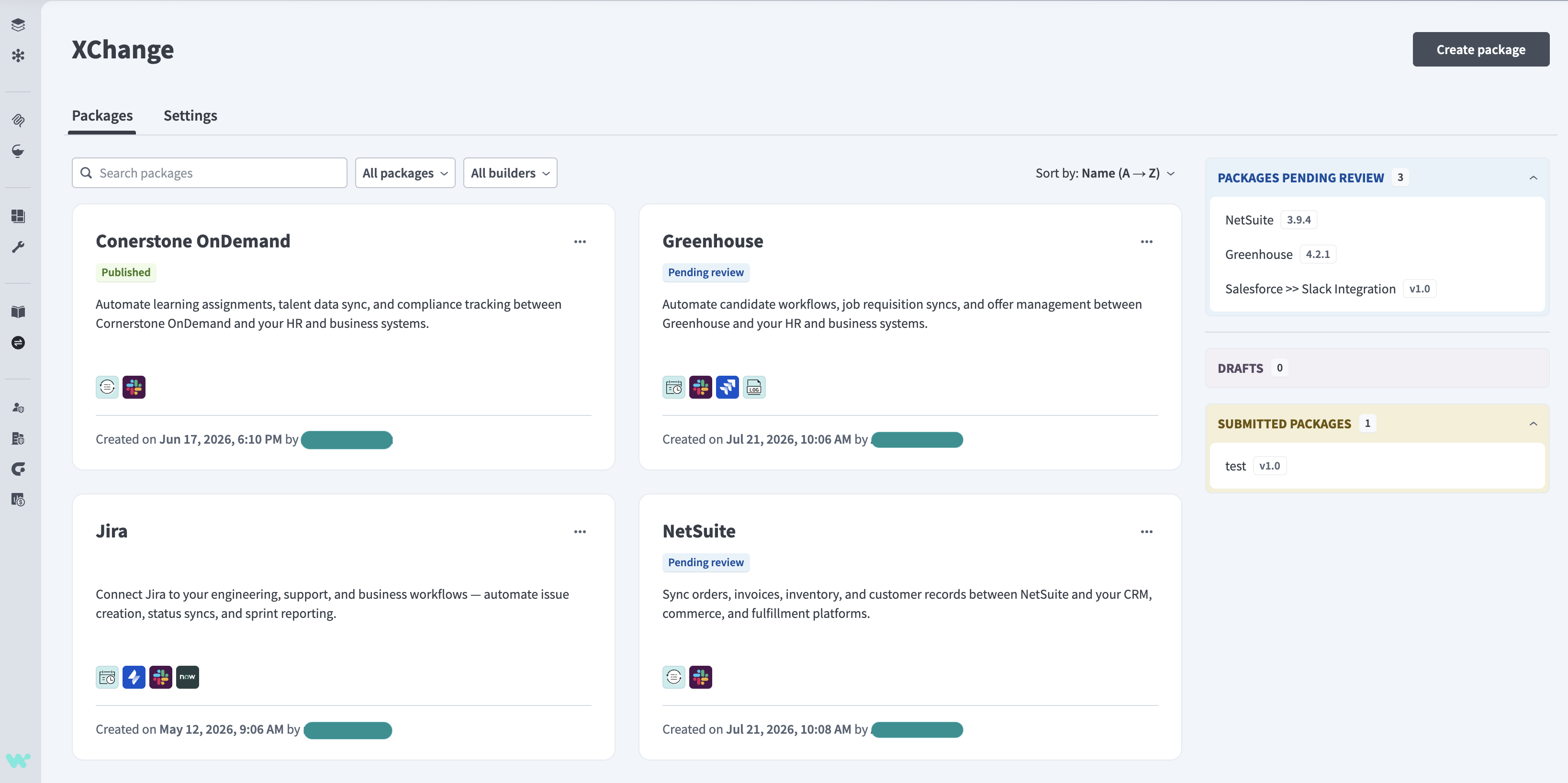 XChange dashboard